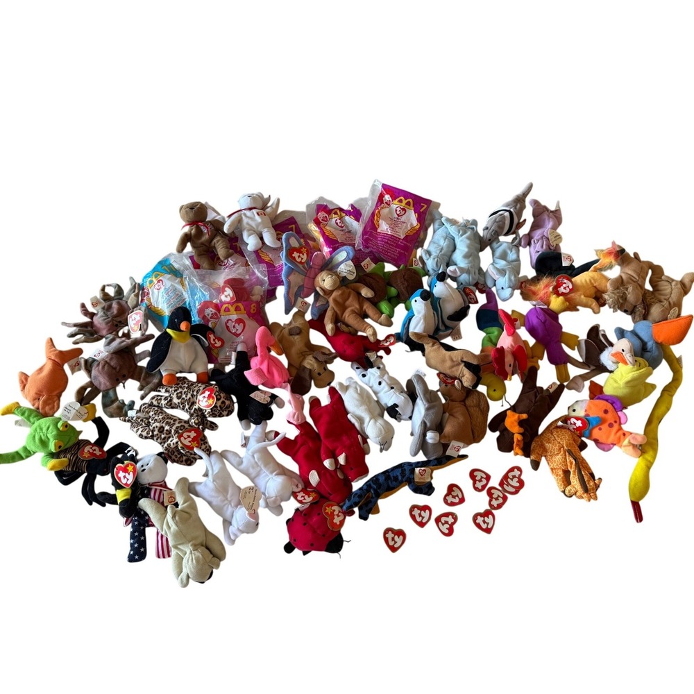 Ty Beanie Babies Lot 50 + Mixed Animals McDonald\'s Tags Stocking stuffers